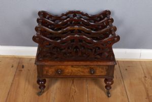 Burl Veneer Magazine Rack, Victorian era, 1860